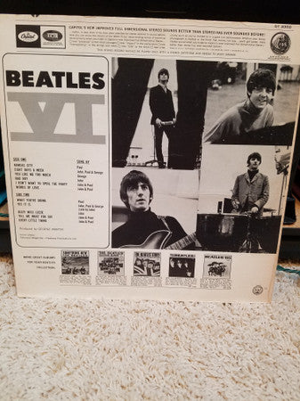 Image of Back Cover of 4023173E: LP - THE BEATLES, Beatles VI (Apple Records ; ST 2358, US 1975 Reissue, Stereo, Winchester Pressing) Strong VG+, Slight Damage To Top Seam  VG+/VG+