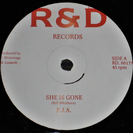 Image of Front Cover of 4023276E: 7" - P.J.A., She Is Gone (R & D Records; RD. 0017, UK 1980s, Solid Centre) Light marks, light crackle. Rare on 45.  /VG