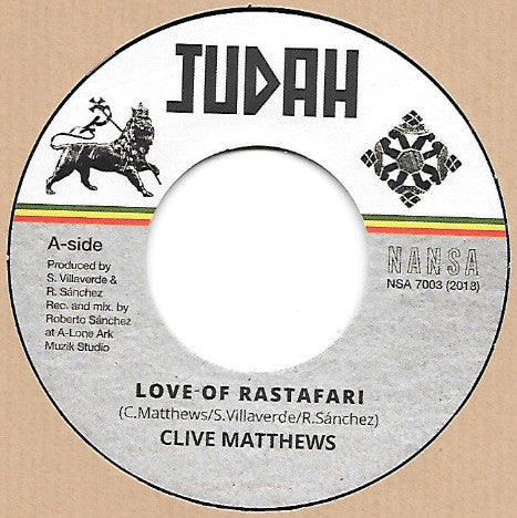 Image of Front Cover of 4023288E: 7" - CLIVE MATTHEWS, Love Of Rastafari (Nansa; Nansa 7003, Spain 2018)   /VG+