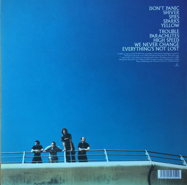 Image of Back Cover of LP - VG+/VG+ - COLDPLAY, Parachutes (Parlophone; 0190295182502, Europe 2020 Reissue, Inner, 180 Gram Yellow Translucent Vinyl), Still in hype stickered shrinkwrap.,  - 4216433C