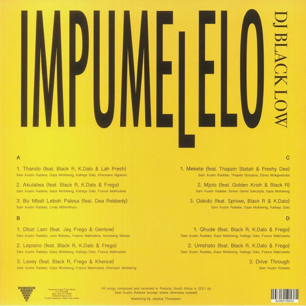 Image of Back Cover of 2224292E: 2xLP - DJ BLACK LOW, Impumelelo (Awesome Tapes From Africa; ATFA046LP, Europe 2023, Picture Sleeve)   VG+/VG+