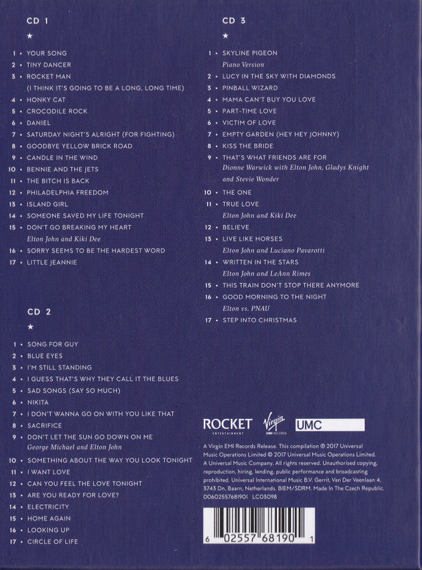 Image of Back Cover of 4834192E: 3xCD - ELTON JOHN, Diamonds (The Rocket Record Company; 00602557681901, Europe 2017, Box Set, Postcards & Book) SEALED  M/M