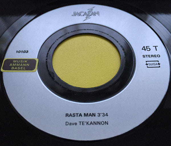 Image of Label Cover of 4153002S: 7" - DAVE TE'KANNON, Rasta Man / Danger (Jacazan; 10103, Switzerland 1985, Textured Sleeve)   VG+/VG+