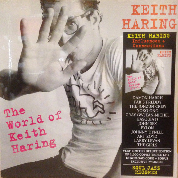 Image of Front Cover of 2844107S: 3xLP - KEITH HARING, The World Of Keith Haring (Influences + Connections) (Soul Jazz Records; SJR LP444, UK 2019, 3 Inners, NO 7") In opebned shrinkwrap, creases across both bottom corners, No 7"  VG+/VG+