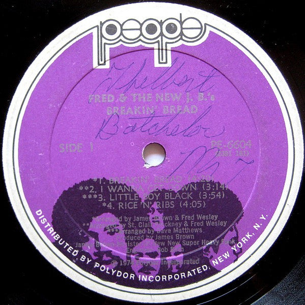 Image of Label Cover of LP - VG/VG+ - FRED & THE NEW J.B.'S, Breakin' Bread (People; PE6604, US 1974, Picture Sleeve, All Disc Pressing), ,  - 3726460E