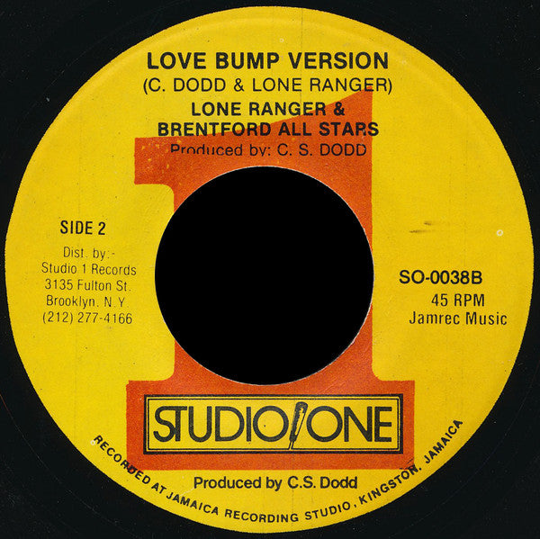 Image of Back Cover of 1454362S: 7" - LONE RANGER, Love Bump / Version (Studio One; SO-0038, US )   /VG+