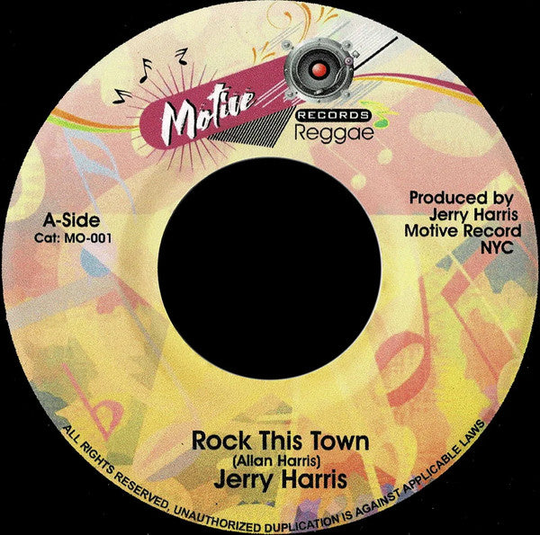 Image of Front Cover of 4253112S: 7" - JERRY HARRIS, Rock This Town (Motive Records; MO-001, US 2023)   /EX