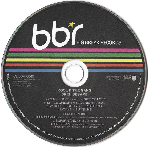 Image of Label Cover of CD - VG+/VG+ - KOOL AND THE GANG, Open Sesame (Big Break Records; CDBBR 0045, UK 2011, Super Jewel case), ,  - 2116721C