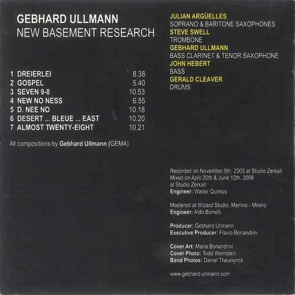 Image of Back Cover of 4133150E: CD - GEBHARD ULLMANN, New Basement Research (Soul Note; 121491-2, Italy 2007, Jewel Case, Inner)   VG+/VG+