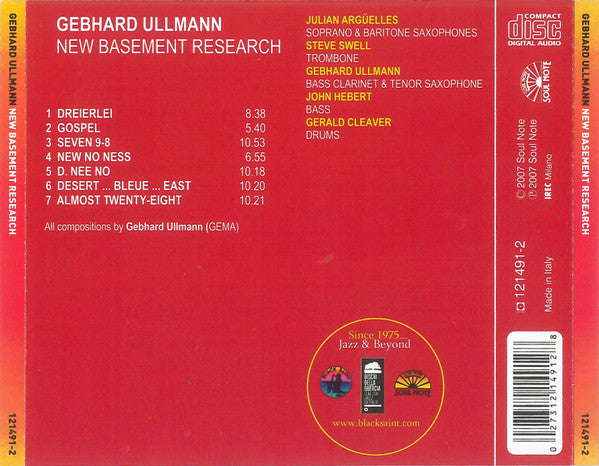 Image of Label Cover of 4133150E: CD - GEBHARD ULLMANN, New Basement Research (Soul Note; 121491-2, Italy 2007, Jewel Case, Inner)   VG+/VG+