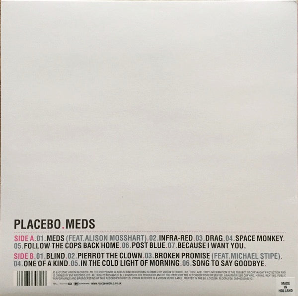 Image of Back Cover of 4944333S: LP - PLACEBO, Meds (Elevator Music; FLOORLP26, Europe 2006, Gatefold, Inner) Light sleeve wear, hype sticker  VG/VG+