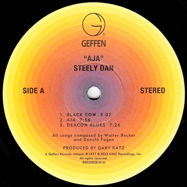 Image of Label Cover of 4213131C: LP - STEELY DAN, Aja (Geffen Records; B0035028-01, Worldwide 2023 Reissue, Gatefold)   NEW/NEW