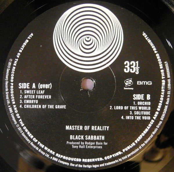 Image of Back Cover of LP - NEW/NEW - BLACK SABBATH, Master Of Reality (Sanctuary; BMGRM055LP, UK 2015 Reissue, Embossed Sleeve, 180g), ,  - 2636142E