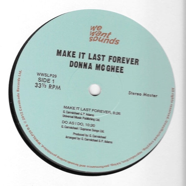 Image of Label of 4853232S: LP - DONNA MCGHEE, Make It Last Forever (Wewantsounds; WWSLP29, France 2019 Reissue, Remastered)   NEW/NEW