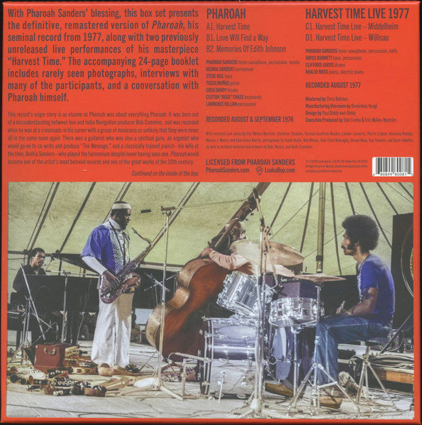 Image of Back Cover of 1354085S: 2xLP - PHARAOH SANDERS, Pharoah (Luaka Bop; 6 80899 8008-1-5, Worldwide 2023, Box Set, Booklet & Inserts, Poster)   NEW/NEW