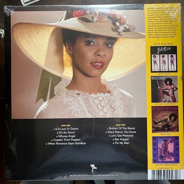 Image of Back Cover of 4233259E: LP - BETTY DAVIS, Is It Love Or Desire (Light In The Attic; LITA 047-1, US 2023 Reissue, Gatefold, Inner & Insert, With Obi)   NEW/NEW