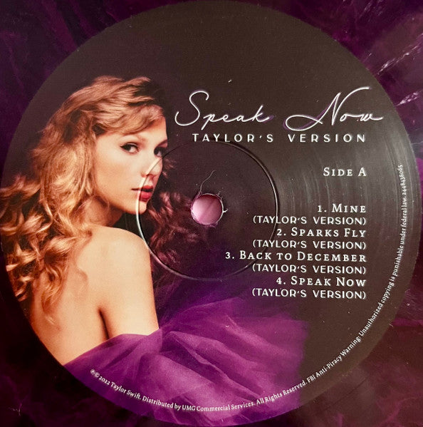 Image of Label Cover of 3xLP - NEW/NEW - TAYLOR SWIFT, Speak Now (Taylor's Version) (Republic Records; 4843806, Worldwide 2023, Gatefold, 3 Inners, Violet Marbled Vinyl), ,  - 3616121C