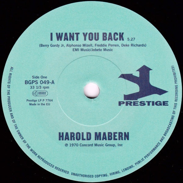 Image of Front Cover of 4253512S: 7" - HAROLD MABERN / FUNK INC., I Want You Back / Sister Janie (Prestige; BGPS 049, Europe 2016 Reissue, Plain Sleeve)   NEW/NEW