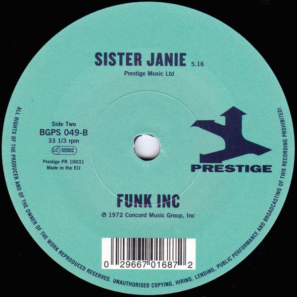 Image of Back Cover of 4253512S: 7" - HAROLD MABERN / FUNK INC., I Want You Back / Sister Janie (Prestige; BGPS 049, Europe 2016 Reissue, Plain Sleeve)   NEW/NEW