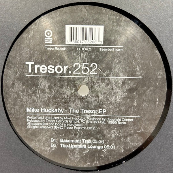 Image of Back Cover of 2514072C: 12" EP - MIKE HUCKABY, The Tresor EP (Tresor; TRESOR 252, UK 2023 Reissue, Download Code)   NEW/NEW