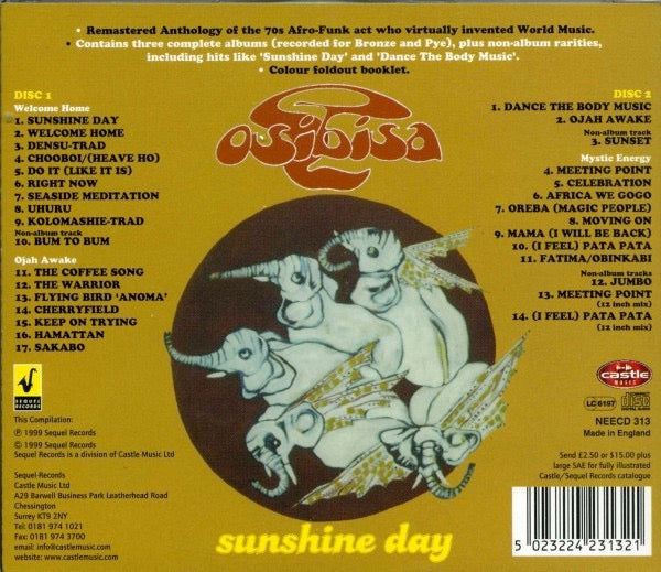 Image of Back Cover of 2935141E: 2xCD - OSIBISA, Sunshine Day - The Pye/Bronze Anthology (Sequel Records ; NEECD 313, UK 1999, Jewel Case)   VG+/VG+