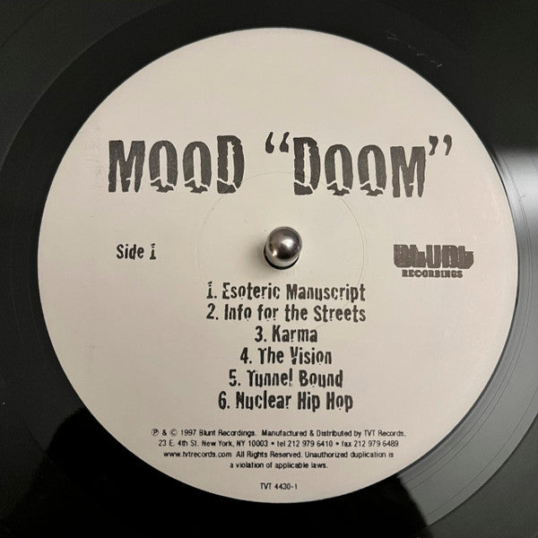 Image of Label Cover of LP - VG/G - MOOD, Doom (Blunt Recordings; TVT 4430-1, US 1997, Picture Sleeve, Inner), Marks across the full B side cause quite significant crackle throughout. Some less prominent surface noise on the A. Sleeve has some ring and edge wear.,  - 3746329S