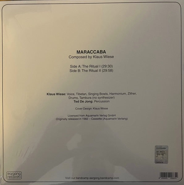 Image of Back Cover of 4333089E: LP - KLAUS WIESE, Maraccaba (Eargong Records; EG08LP, Europe 2023 Reissue, Ltd Edition of 500)   NEW/NEW