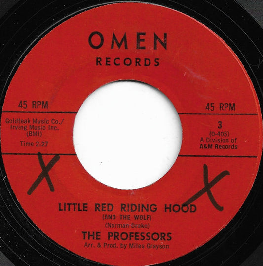 Image of Front Cover of 4323200E: 7" - THE PROFESSORS, Little Red Riding Hood (And The Wolf) / The Three Bears (And Goldie Locks) (Omen Records; 3, US 1960s, Plain sleeve) Light marks only.   /VG