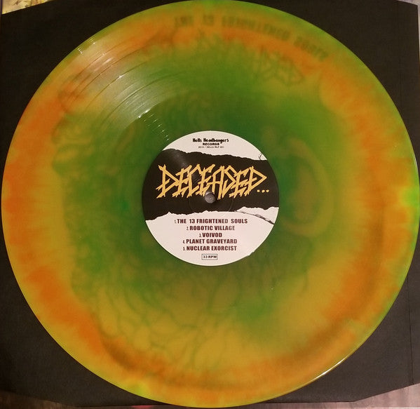 Image of Back Cover of 4343058S: LP - DECEASED, The 13 Frightened Souls (Hells Headbangers; HELLS MLP 051, US 2019 Reissue, Insert, Etched Neon)   EX/VG+