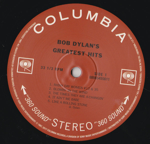 Image of Label Cover of LP - VG+/VG+ - BOB DYLAN, Bob Dylan's Greatest Hits (Columbia; KCS 9463, Europe 2017 Reissue, Poster, 180 Gram Vinyl), ,  - 2346001S