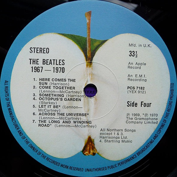 Image of Label Cover of 2xLP - VG/VG+ - THE BEATLES, 1967-1970 (Apple Records; PCSP 718, UK 1980s Reissue, Gatefold With Barcode, 2 Inners), A few light hairlines only. ,  - 3526305E