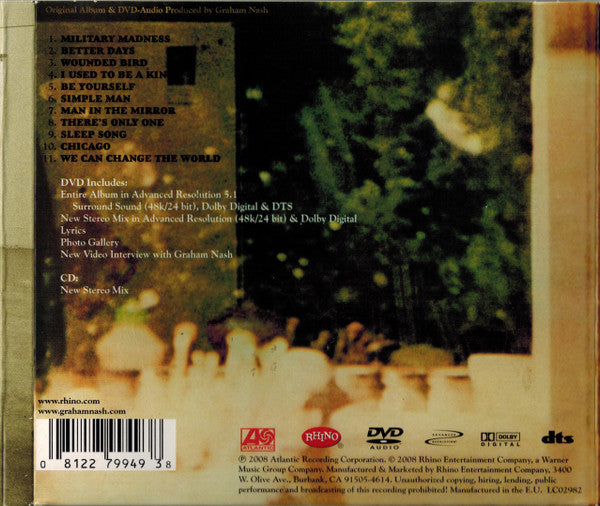 Image of Label Cover of 2xCD - VG+/VG+ - GRAHAM NASH, Songs For Beginners (Rhino Records; 8122-79949-3, Europe 2008 Reissue, Double Digipak, DVD), ,  - 4316569C