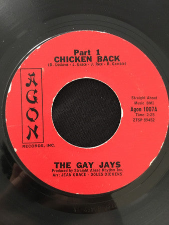 Image of Front Cover of 4423005E: 7" - THE GAY JAYS, Chicken Back Part 1 / Part 2 (Agon Records, Inc.; 1007, US )   /VG