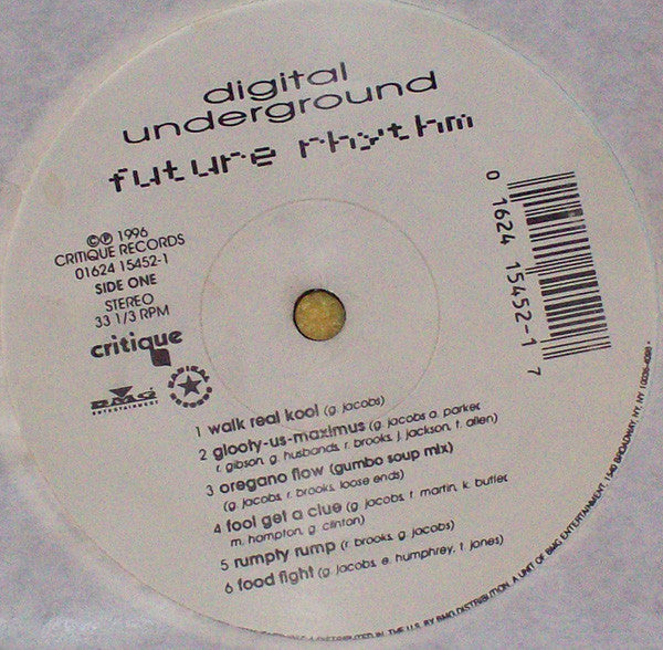 Image of Back Cover of 4423052E: LP - DIGITAL UNDERGROUND, Future Rhythm (Critique; 01624 15452-1, US 1996, Plain Sleeve) SEALED - No Sticker On Sleeve.  VG+/M