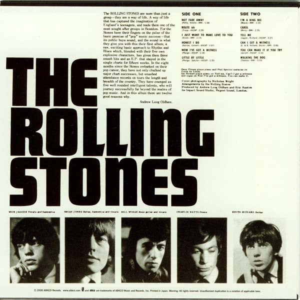 Image of Back Cover of 4333169E: CD - THE ROLLING STONES, England's Newest Hit Makers (ABKCO; UICY-93013, Japan 2006, Card Sleeve) With Obi  VG+/VG+