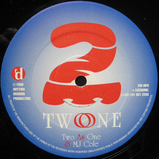 Image of Back Cover of 12" - /G+ - TWO AS ONE & MJ COLE, Body Heat / Too Blind (Rhythm Division; TAO-RD-002, UK 1998, Plain Sleeve), Lots of light marks and scuffs.,  - 3016428C