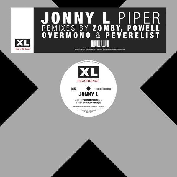 Image of Front Cover of 4414074C: 12" - JONNY L, Piper Remixes (XL Recordings; XL892T, UK 2018, Company Sleeve)   NEW/NEW