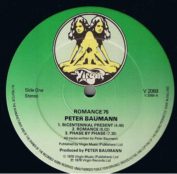 Image of Label Cover of LP - VG/VG+ - PETER BAUMANN, Romance 76 (Virgin; V 2069, UK 1976, Tangerine Dream), ,  - 0846015S