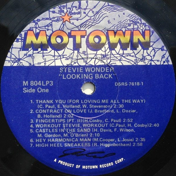 Image of Label Cover of 3xLP - VG/VG+ - STEVIE WONDER, Looking Back (Motown; M 804LP3, US 1977, Double Gatefold, Limited Edition), Wear to sleeve with light writing inside. Cut out sleeve.,  - 1746327S