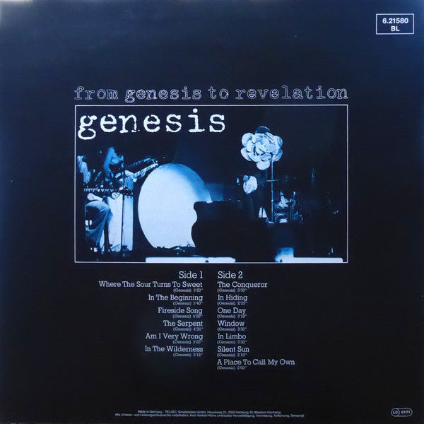 Image of Back Cover of 4414346C: LP - GENESIS, From Genesis To Revelation (Decca; 6.21 580, Germany Reissue, Inner) Strong VG, Lightest of marks  VG/VG