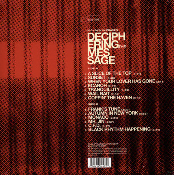 Image of Back Cover of LP - VG+/VG+ - MAKAYA MCCRAVEN, Deciphering The Message (Blue Note; 00602438144730, Worldwide 2021, Insert), ,  - 3126224E