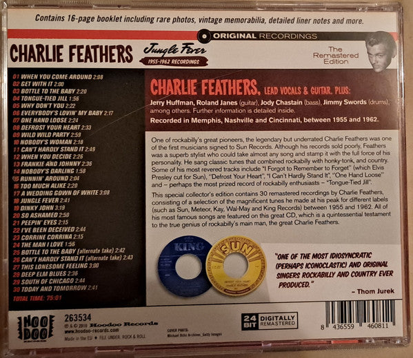 Image of Back Cover of CD - VG+/VG+ - CHARLIE FEATHERS, Jungle Fever (1955-1962 Recordings) (Hoodoo Records; 263534, Europe 2016, Jewel Case), ,  - 3316120C