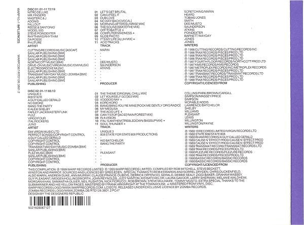 Image of Back Cover of CD - VG+/ - VARIOUS, Warp10+1 Influences (Warp Records; WARPCD67, UK 1999, Double CD Case), ,  - 3616462C