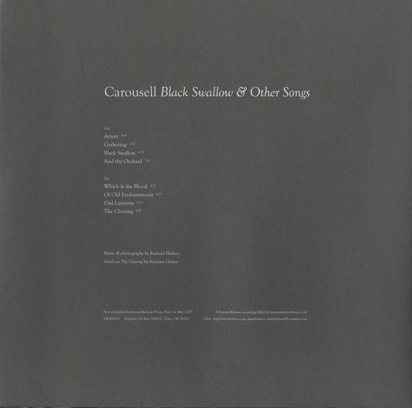 Image of Back Cover of 4543003S: LP - CAROUSELL, Black Swallow & Other Songs (Digitalis Recordings; DIGIV020, UK 2011, Clear Vinyl)   VG+/VG+