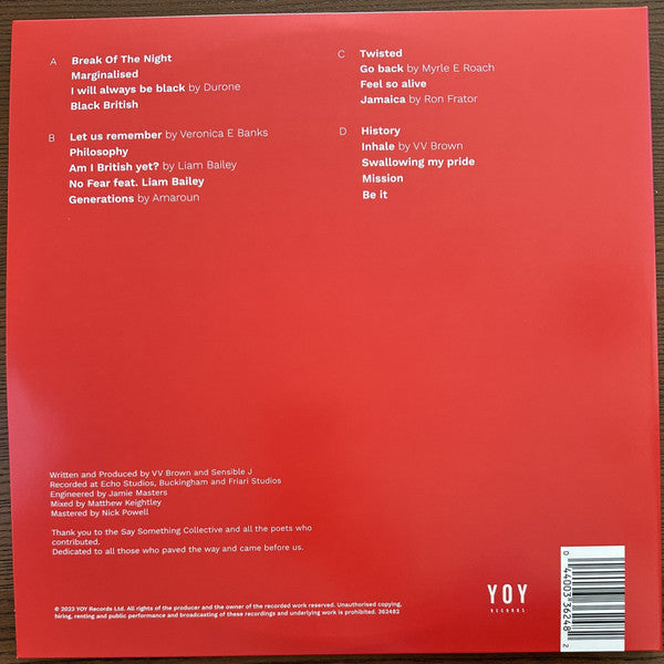 Image of Back Cover of 4533017E: 2xLP - VV BROWN, Am I British Yet? (YOY Records; , US 2023, Black Vinyl)   NEW/NEW