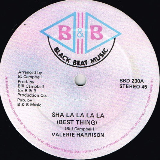 Image of Front Cover of 4543031S: 12" - VALERIE HARRISON, Sha La La La(Best Thing) (Black Beat; BBD230, UK ) few light hairlines  /VG+