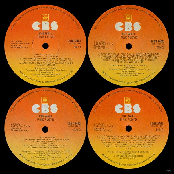 Image of Label Cover of 2xLP - VG/VG - PINK FLOYD, The Wall (CBS Sunburst; SCBS 2462, South Africa 1979, Gatefold, 2 Inners), A few light scratches & hairlines, all edges of Sleeve & Inners neatly taped,  - 4146152S