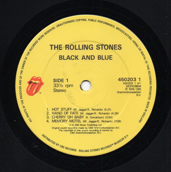 Image of Label Cover of LP - VG/VG - THE ROLLING STONES, Black And Blue (Rolling Stones Records; 450203 1, UK 1980s Reissue), Hairlines, edge wear, includes Stones mid-price albums insert,  - 3346161S