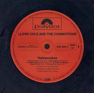 Image of Label Cover of LP - VG/G+ - LLOYD COLE AND THE COMMOTIONS, Rattlesnakes (Polydor; 823 683-1, Germany 1984, Inner), ,  - 2616225C