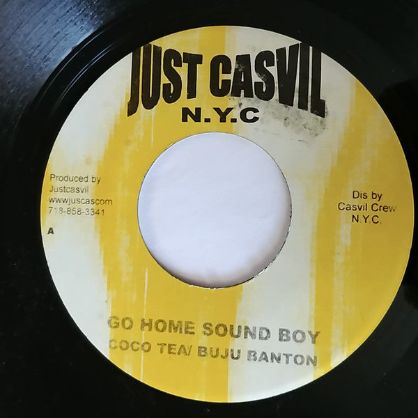 Image of Front Cover of 4523336E: 7" - COCOA TEA / BUJU BANTON, Go Home Sound Boy (Just Casvil N.Y.C.; , US 2000s)   /VG+